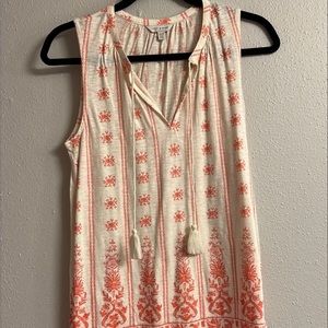 Lucky Brand XS Orange/Cream Tank Top